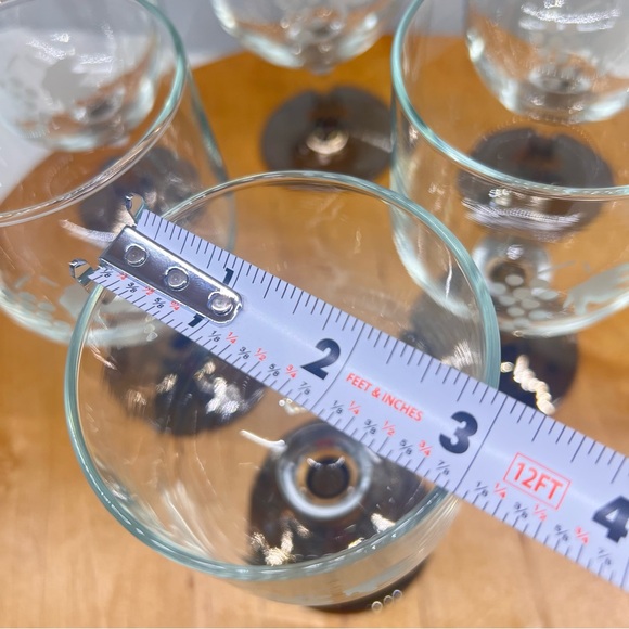 Vintage MCM Etched Grape and Leaf Reverse Silver Faded Stem Cordial Glasses - Picture 6 of 8